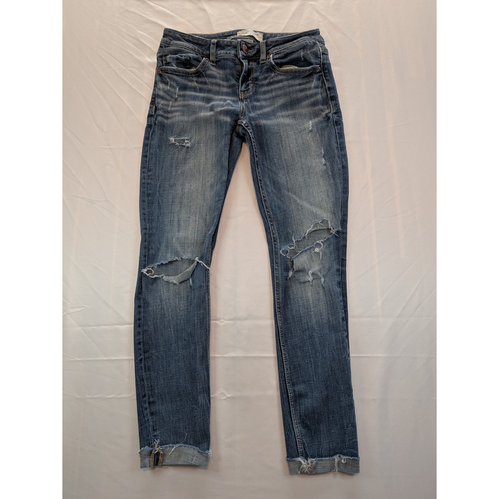 BKE Women Skinny Jeans - Distressed Medium Blue